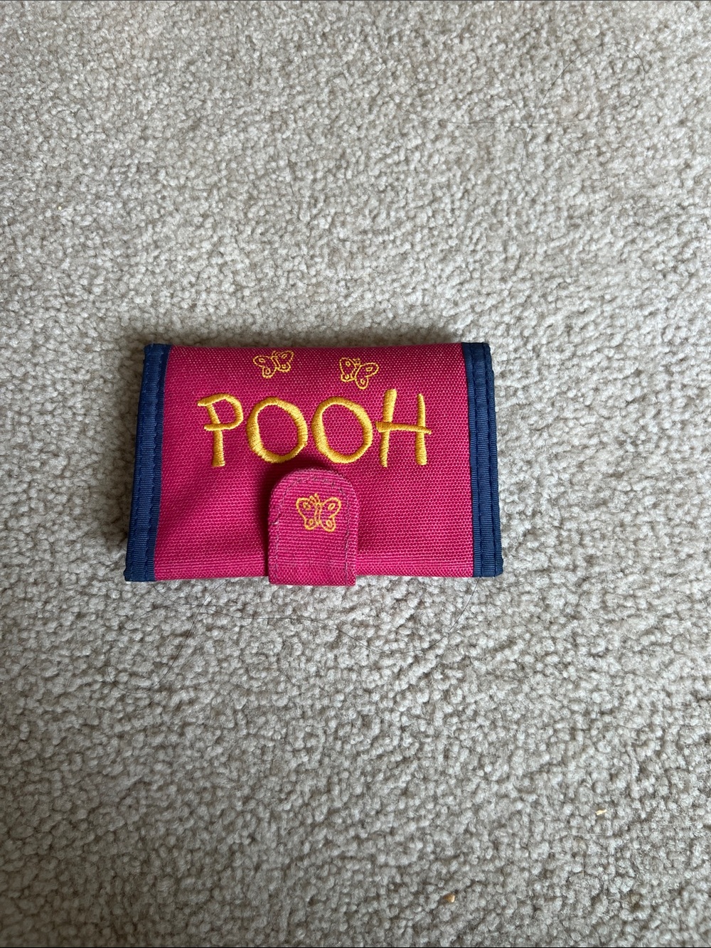 Disney Pink Trifold Wallet with Yellow Embroidery and Navy Trim